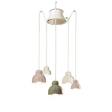 Lampadario Mix Vintage Decò Berimbau Ceramica 3 Luci E27