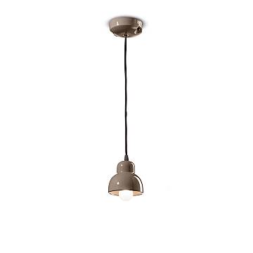 Lampadario Vintage Decò Berimbau Ceramica Marrone Moka 1 Luce E14