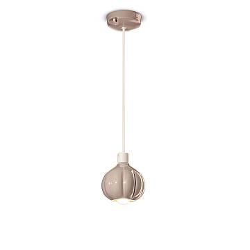 Lampadario Vintage Decò Afoxe' Alluminio Ceramica Grigio Sabbia 1 Luce E14