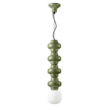 Sospensione Vintage Decò Copacabana 4 Moduli Ceramica Verde 1 Luce E27