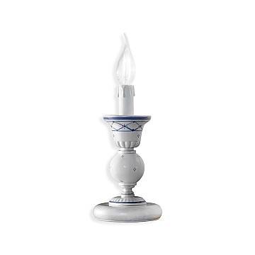 Lumetto Classico Sanremo Metallo E Ceramica Bianco Sfumato Argento 1 Luce E14