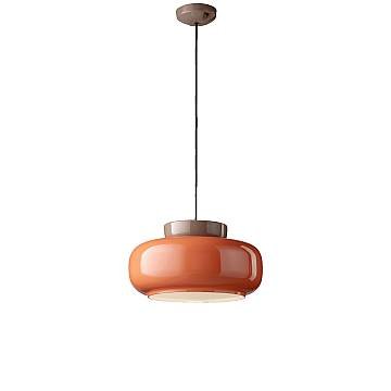 Sospensione Vintage Decò Maracana Ceramica-Vetro Arancio-Marrone 1 Luce E27