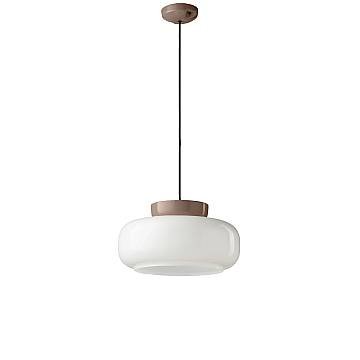 Sospensione Vintage Decò Maracana Ceramica-Vetro Bianco-Marrone 1 Luce E27