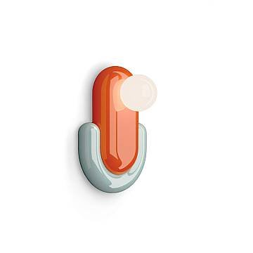 Applique Deco Eclair Ceramica Arancione Volpe Azzurro 1 Luce G9