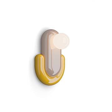 Applique Deco Eclair Ceramica Grigio Sabbia Giallo 1 Luce G9