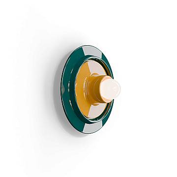 Applique Deco Voilà Ceramica Verde Petrolio Giallo 1 Luce E30