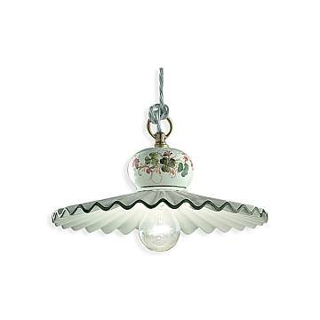 Lampadario Classico Roma Ceramica E Ottone Satinato Decorato 31Cm 1 Luce E27