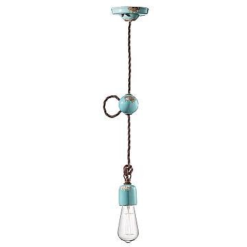 Sospensione Vintage Ceramica Azzurra 1 Luce E27