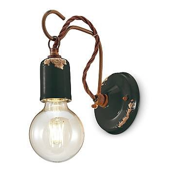 Applique Vintage Ceramica Nera Con Filamento 1 Luce E27