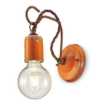 Applique Vintage Ceramica Arancio Con Filamento 1 Luce E27