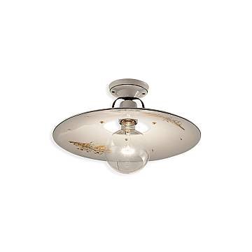 Plafoniera Classica Bologna Metallo E Ceramica Nero Sfumato Rame 24Cm 1 Luce E27