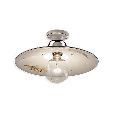 Plafoniera Classica Bologna Metallo E Ceramica Nero Sfumato Rame 30Cm 1 Luce E27