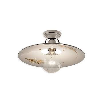 Plafoniera Classica Bologna Metallo E Ceramica Nero Sfumato Rame 40Cm 1 Luce E27