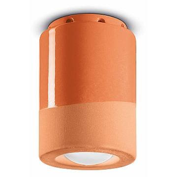 Plafoniera Vintage Decò Pi Ceramica Arancio Pesca 1 Luce E14