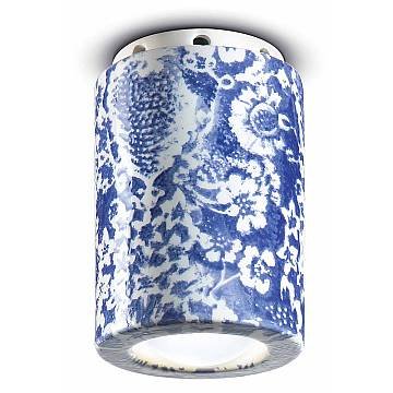 Plafoniera Vintage Decò Pi Ceramica Ming Blu 1 Luce E14