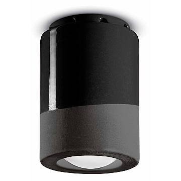 Plafoniera Vintage Decò Pi Ceramica Nero Carbone 1 Luce E14