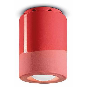 Plafoniera Vintage Decò Pi Ceramica Rosso Corallo 1 Luce E14