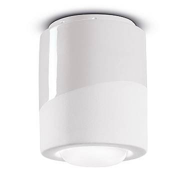 Plafoniera Piccola Vintage Decò Pi Ceramica Bianco Grezzo 1 Luce E27