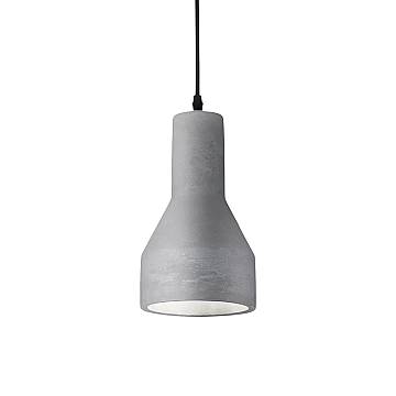 Sospensione Industrial-Minimal Oil-1 Metallo Cemento Grigio 1 Luce E27