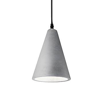 Sospensione Industrial-Minimal Oil-2 Metallo Cemento Grigio 1 Luce E27