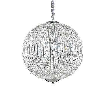 Sospensione Moderna Luxor Metallo-Cristallo Cromo 12 Luci G9 3W 3000K Luce Calda