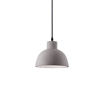 Sospensione Industrial-Minimal Oil-5 Metallo Cemento Grigio 1 Luce E27