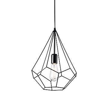Sospensione Industrial-Minimal Ampolla-3 Metallo Nero 1 Luce E27