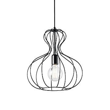 Sospensione Industrial-Minimal Ampolla-1 Metallo Nero 1 Luce E27