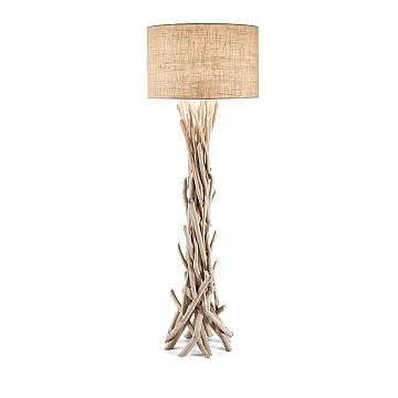 Piantana Industrial-Minimal Driftwood Metallo-Legno Marrone 1 Luce E27