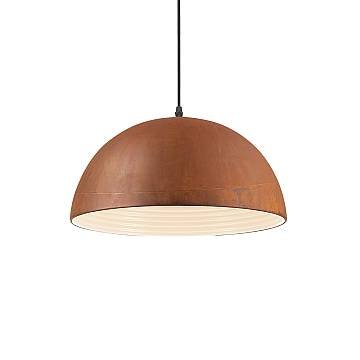 Sospensione Rustica-Country Folk Metallo Corten Ruggine 1 Luce E27 D40Cm