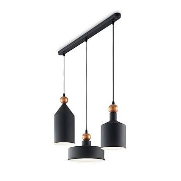 Sospensione Industrial-Minimal Triade Metallo Grigio 3 Luci E27