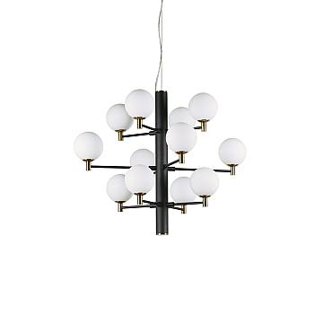 Sospensione Contemporanea Copernico Metallo Nero 12 Luci 3W 3000K Luce Calda