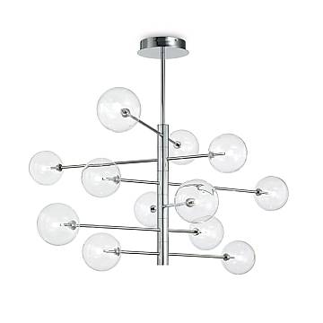 Sospensione Contemporanea Equinoxe Metallo Cromo 12 Luci 2W 3000K Luce Calda