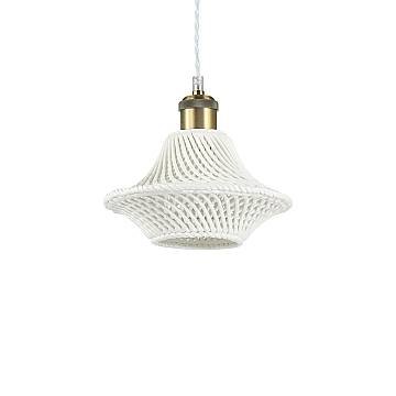 Sospensione Vintage-Decò Lugano Metallo Bianco 1 Luce E27 D21Cm