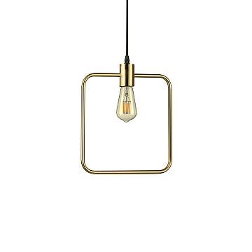 Sospensione Moderna Abc Metallo Ottone 1 Luce E27 Diffusore Quadrato