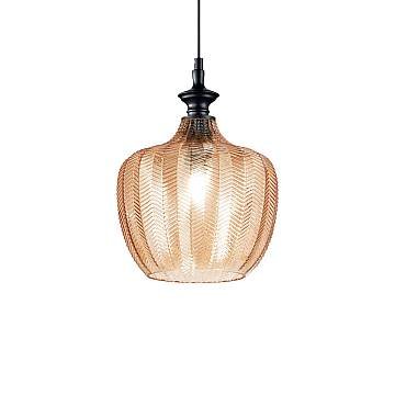 Sospensione Vintage-Decò Lord Metallo Ambra 1 Luce E27