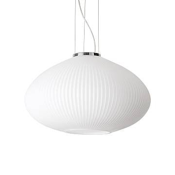 Sospensione Moderna Plisse' Metallo Cromo 1 Luce E27 D45Cm