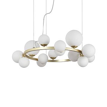 Sospensione Contemporanea Perlage Metallo Ottone 14 Luci G9 3W 3000K Luce Calda