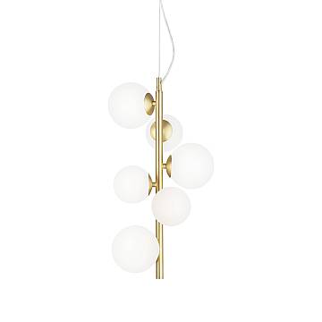 Sospensione Contemporanea Perlage Metallo Ottone 6 Luci G9 3W 3000K Luce Calda