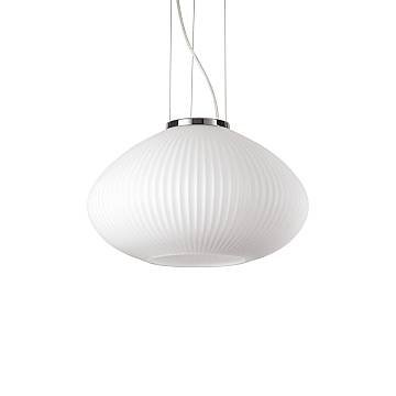 Sospensione Moderna Plisse' Metallo Cromo 1 Luce E27 D35Cm