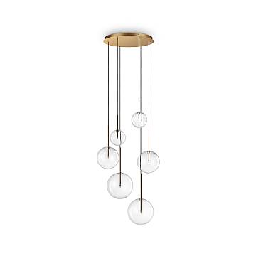 Lampadario A Sospensione Moderno Equinoxe Metallo Ottone 6 Luci G4 2W Ip20