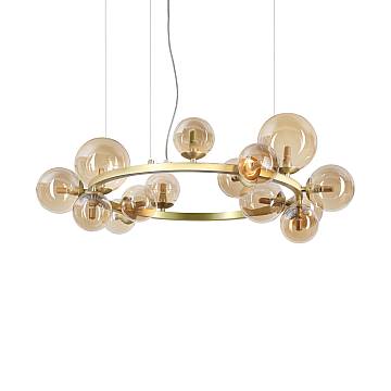 Lampadario A Sospensione Moderno Perlage Metallo Ottone 14 Luci G9 15W 3000K