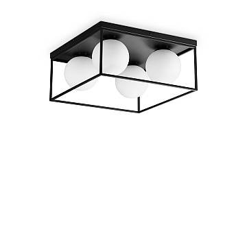 Plafoniera Contemporanea Lingotto Metallo Nero 4 Luci E14 28W Ip20