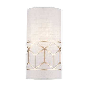 Applique Contemporanea Messina Metallo Oro 1 Luce Diffusore Lino Su Pvc