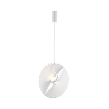 Sospensione Moderna Reflex Metallo Bianco 1 Luce Diffusore Tessuto Bianco