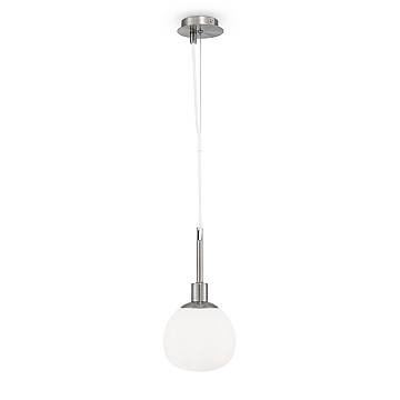 Sospensione Contemporanea Erich Metallo Nichel 1 Luce Diffusore Bianco