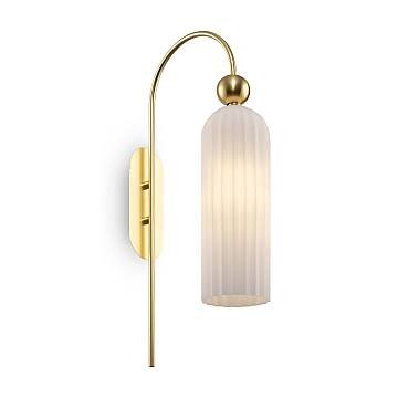 Applique Contemporanea Antic Metallo Oro 1 Luce Diffusore Vetro Bianco