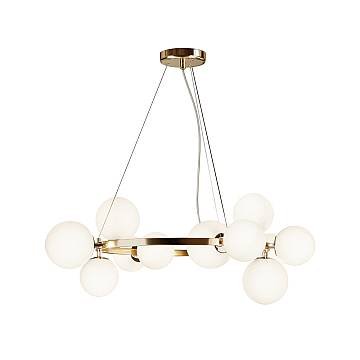 Lampadario Contemporaneo Dallas Metallo Bianco 11 Luce Diffusori Vetro Bianco