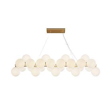 Lampadario Contemporaneo Dallas Metallo Oro Bianco 25 Luci Diffusori Vetro