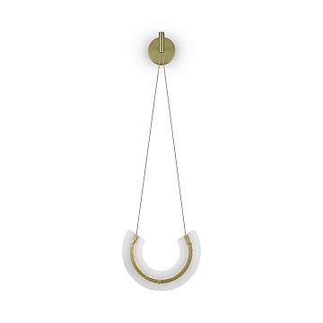 Applique Contemporanea Maya Alluminio Oro 1 Luce Diffusore Vetro